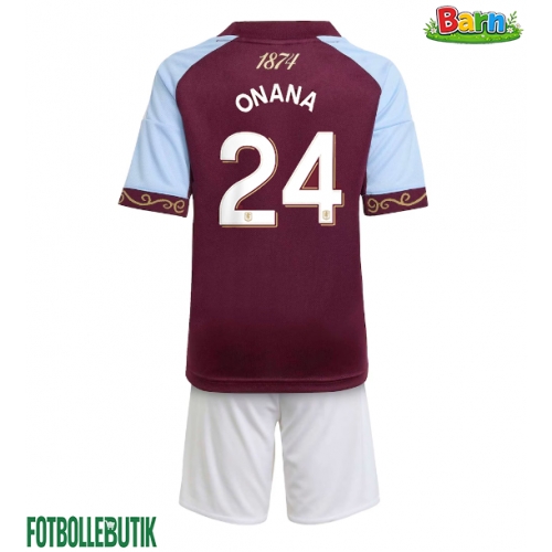 Aston Villa Amadou Onana #24 Hemmaställ Barn 2025-26 Kortärmad (+ Korta byxor)